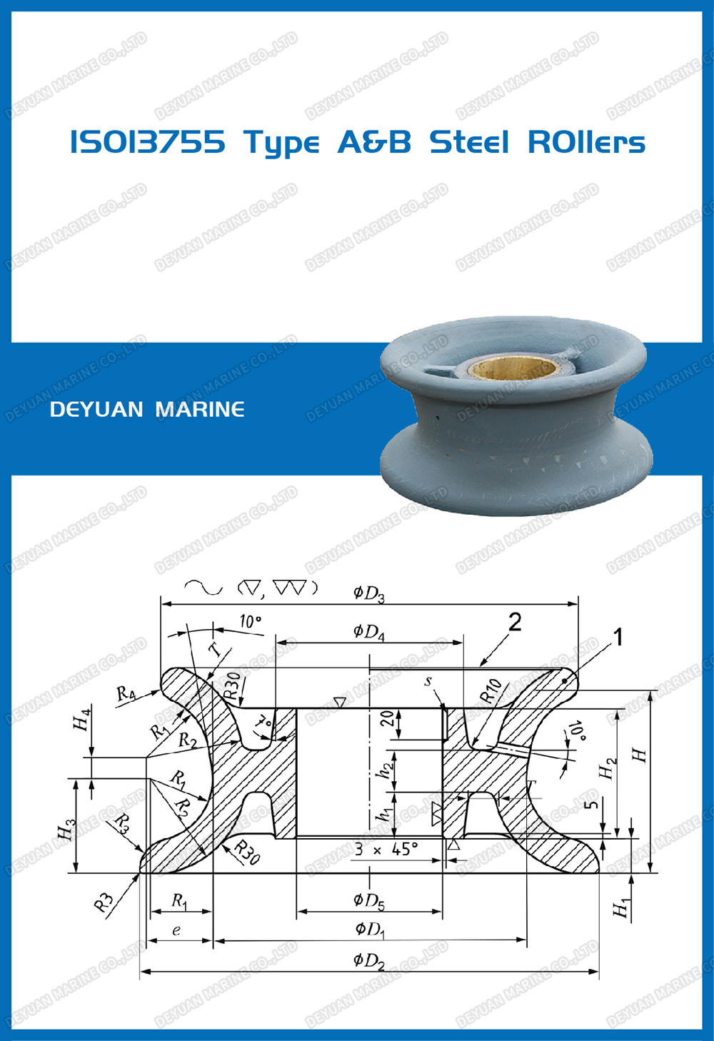 Судовой стальной ролик ISO13755