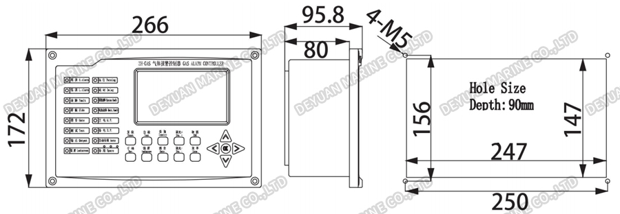 Контроллер газовой сигнализации промывного типа GAS-1F-DEYUAN MARINE2