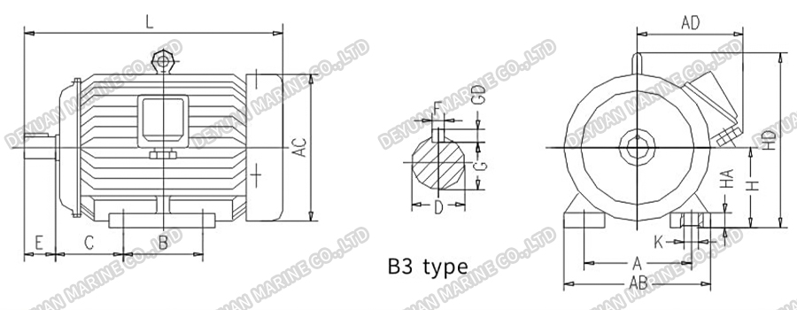 Трехфазный морской двигатель серии YH-DEYUAN MARINE7