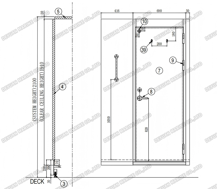 Морской мокрый санитарный блок T2 Тип-DEYUAN MARINE5 