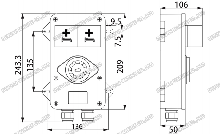 YLX120-F-II Водонепроницаемый светильник и электронный звонок (опционально)-DEYUAN MARINE2
