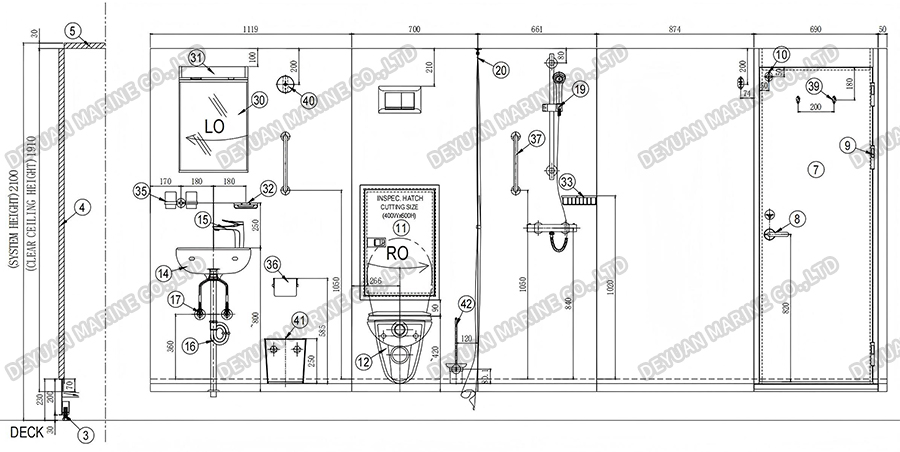 Морской санитарный блок T5, тип DEYUAN MARINE3 