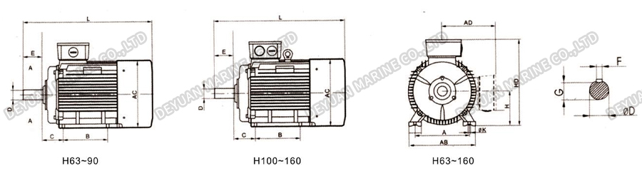 Морской трехфазный асинхронный двигатель серии YS-H-DEYUAN MARINE2