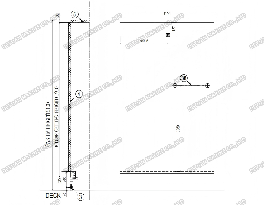 Морской мокрый санитарный блок T5, тип DEYUAN MARINE4