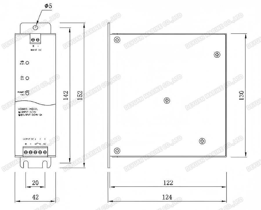 Судовой регулятор напряжения DC-DC 5A серии HDW (сердечник пресс-формы)-Deyuan Marine 1