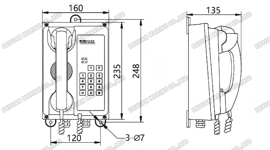 HAC-100G Настенный автомобильный телефон-DEYUAN MARINE2