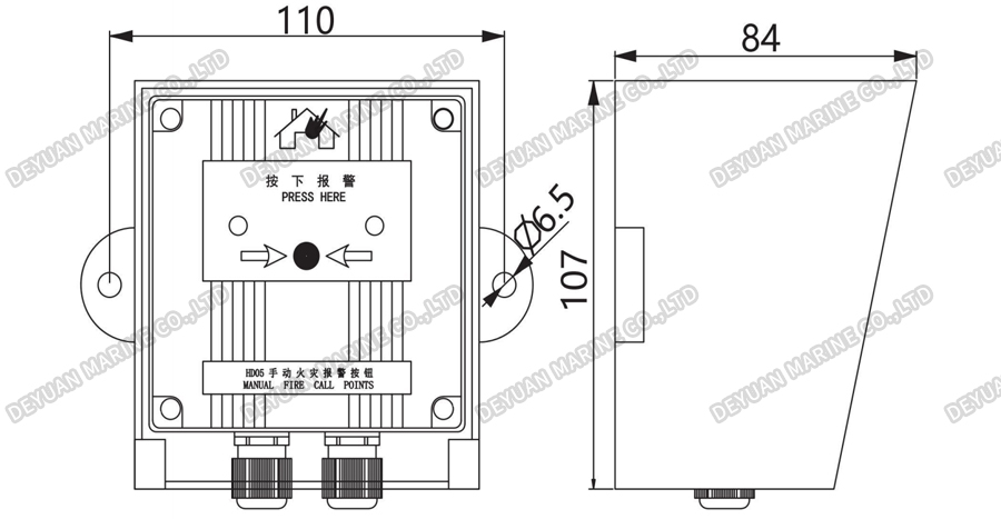 HD05FB Водонепроницаемый пожарный извещатель-DEYUAN MARINE2