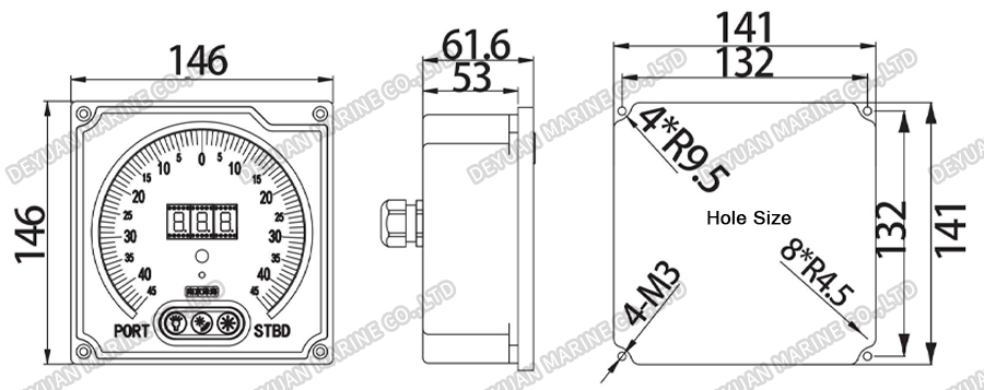 Индикатор угла руля направления RA-1Q скрытого типа-DEYUAN MARINE2