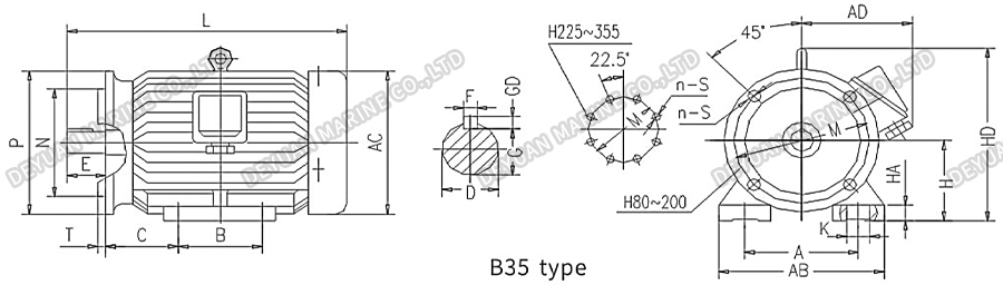 Трехфазный морской двигатель серии YH-DEYUAN MARINE9