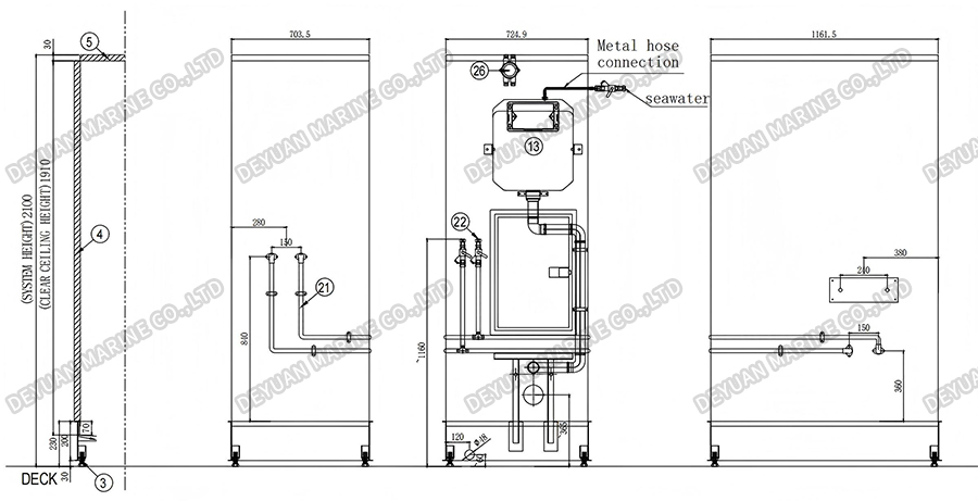 Морской мокрый санитарный блок T5 Тип-DEYUAN MARINE5 
