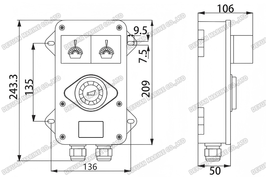 YLX120-F, II водонепроницаемый светильник и электронный звонок-DEYUAN MARINE2