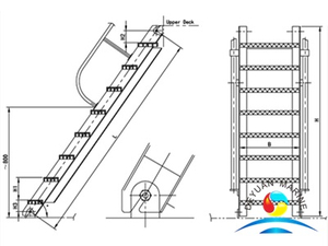 Лестница морского машинного отделения наклонная для стальных сосудов с CCS