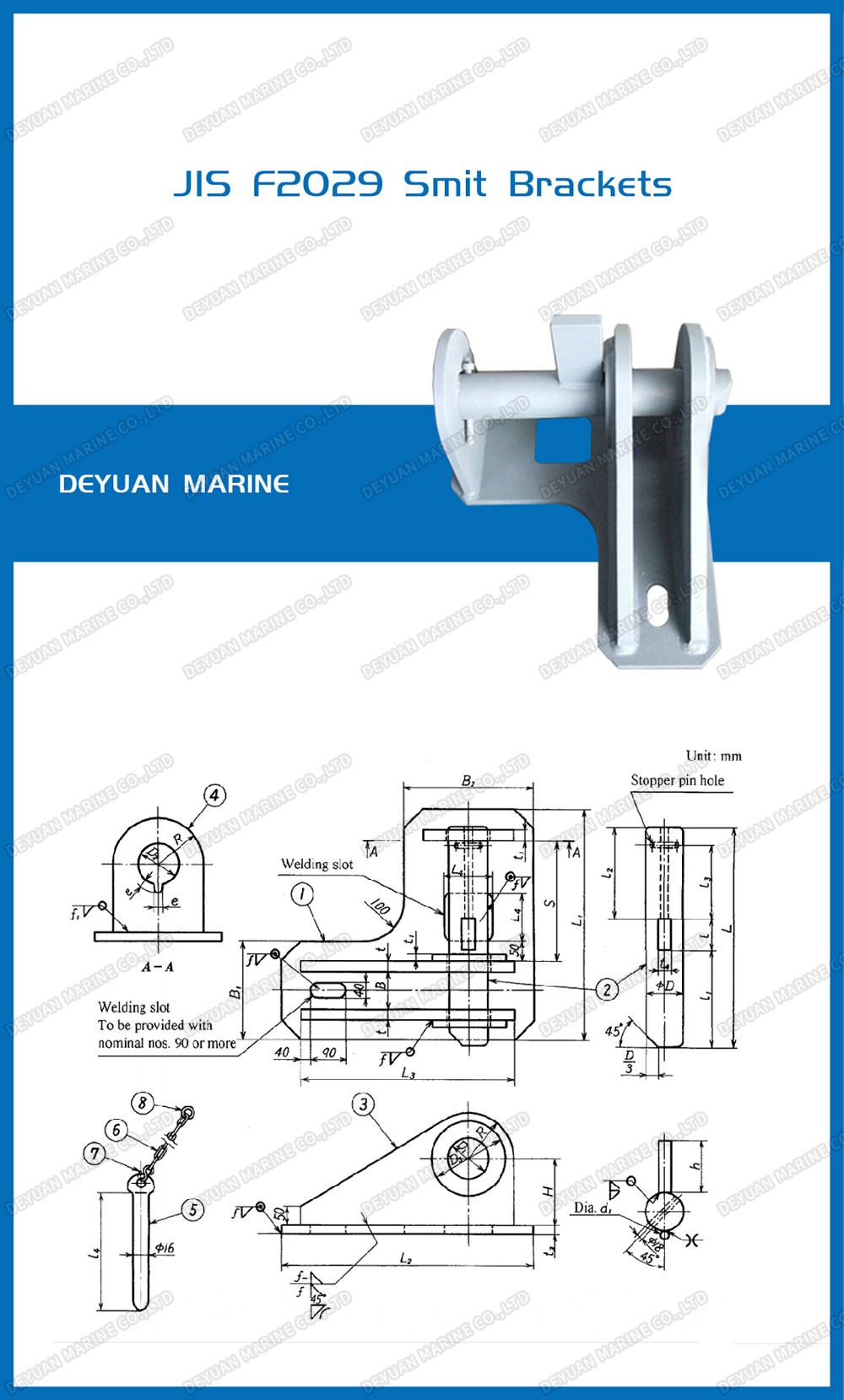 JIS F2029 Smit Brackets Дэюань морской