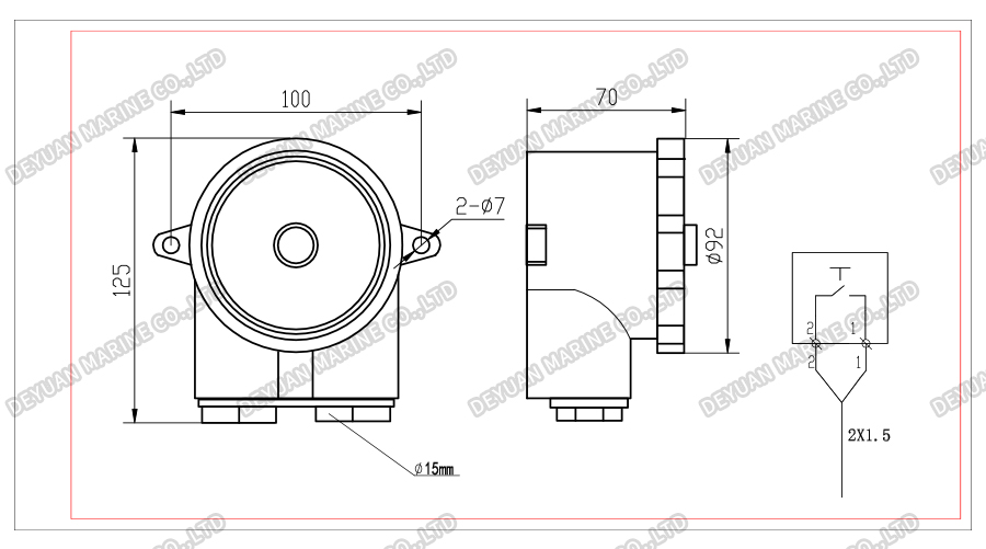 Водонепроницаемая кнопка воздушного звукового сигнала типа HF2-2B-DEYUAN MARINE2
