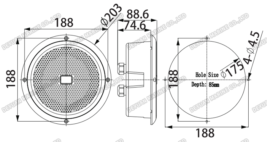 YDC-口K Потолочный динамик-DEYUAN MARINE2
