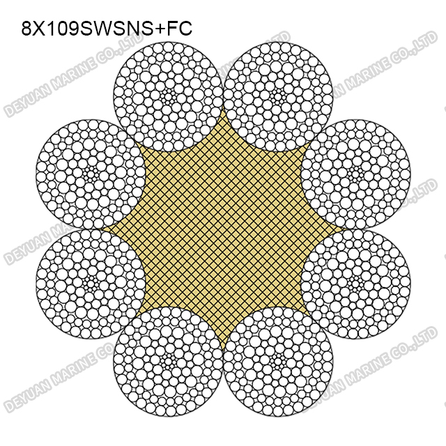 Уплотненный многопрядный канат класса 8×109WSNS