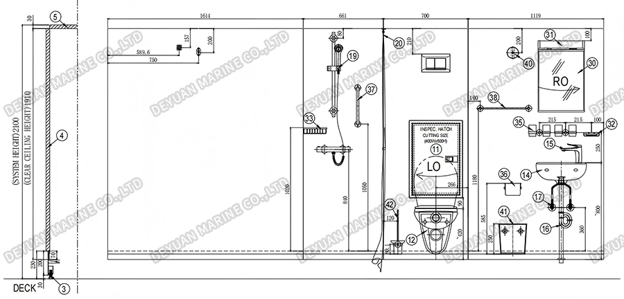 Морской мокрый санитарный блок T2 Тип-DEYUAN MARINE4 