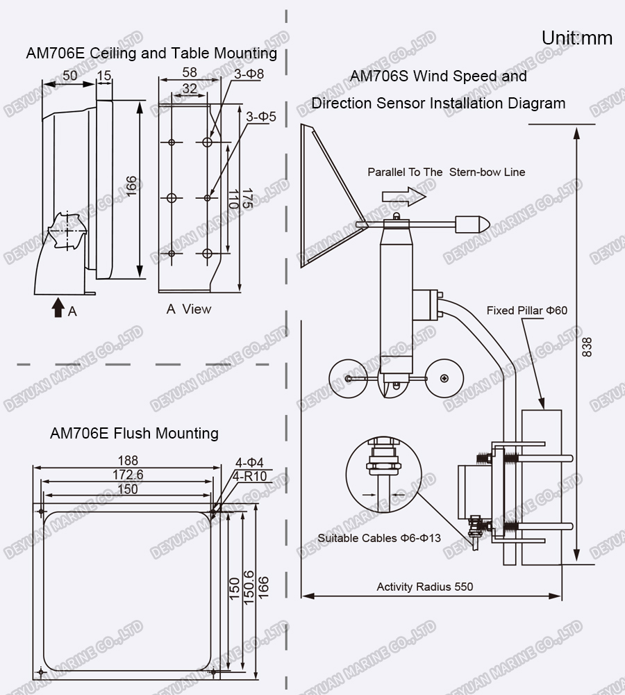 Морской анемометр TFT 7 дюймов-DEYUAN MARINE 4