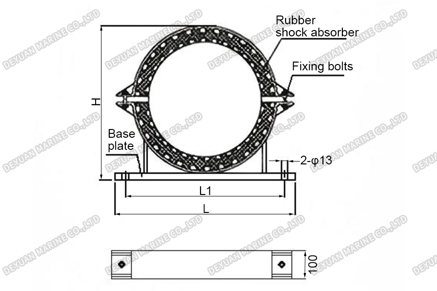 Резиновый амортизатор типа GDU3 Зажим для труб-DEYUAN MARINE6