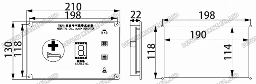 YBJ-1QF Повторитель вызова больницы скрытого типа-DEYUAN MARINE2