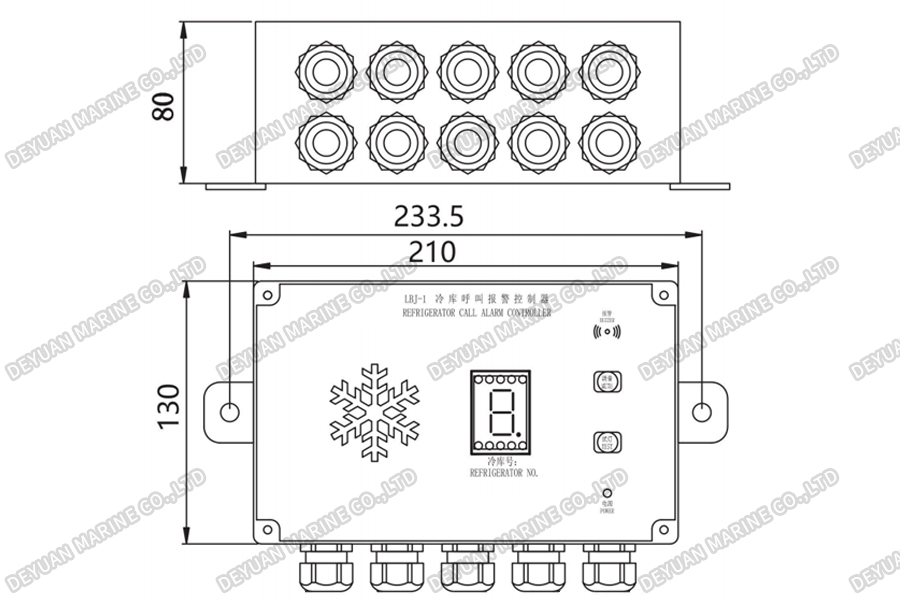 LBJ-1G Настенный контроллер сигнализации вызова для холодильника-DEYUAN MARINE2