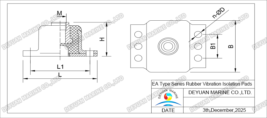 Резиновые виброизолирующие прокладки серии EA-DEYUAN MARINE3