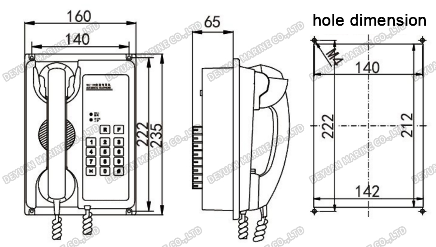 HAC-100Q Автомобильный телефон встраиваемого типа-DEYUAN MARINE2