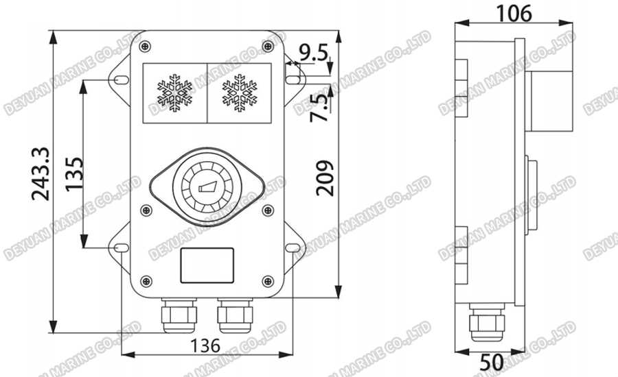 YLX120-F-II Водонепроницаемый светильник и электронный звонок (опция)-DEYUAN MARINE2