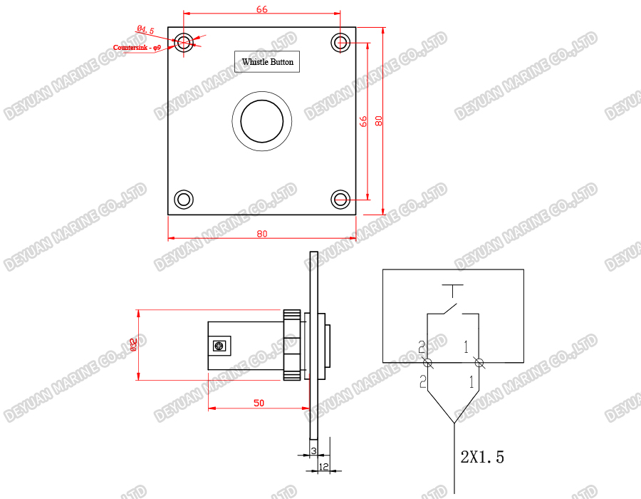 XB2-EA131 Кнопка противотуманного звукового сигнала заподлицо-DEYUAN MARINE2