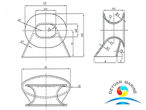 Швартовная колодка для судов и лодок DIN 81915 E Тип Panama Chock Details